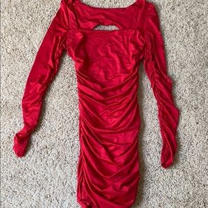 Red silk like dress